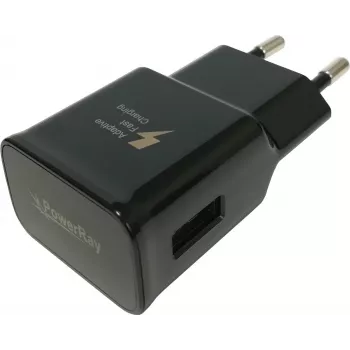 PowerRay PR-TA20EBE EU Chargeur mural USB 2 broches, 5V/2A, noir, vrac
