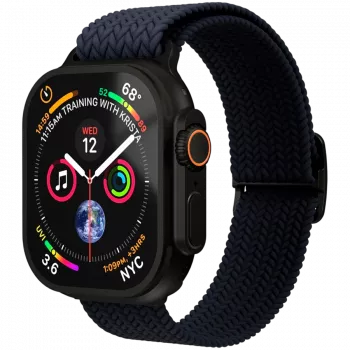 VONMÄHLEN Woven Loop pour Apple Watch 44/45/46/49 mm, Navy Black