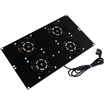 IT-BUDGET Roof Fan Unit for SRK Standing Cabinets - 4 Active Fans - 640 m³/h - Thermostat - Switch - Black (90ITB19SRKXFAN4S)