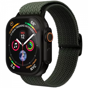 VONMÄHLEN Woven Loop pour Apple Watch 44/45/46/49 mm, Olive Black