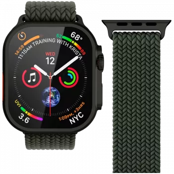 VONMÄHLEN Woven Loop pour Apple Watch 44/45/46/49 mm, Olive Black