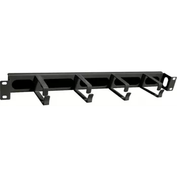 Panneau de gestion des câbles 19 inch IT-BUDGET avec brosse et 4 supports de câbles métalliques décalés à l'arrière - 1U - noir (90ITBKDFPMBV1HES)