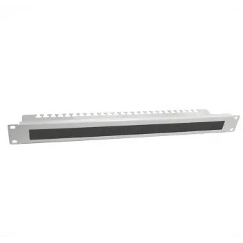Panneau de gestion des câbles 19 inch IT-BUDGET avec brosse et barres de décharge de traction, 1U, gris clair 90ITBKDFPKL1HEG
