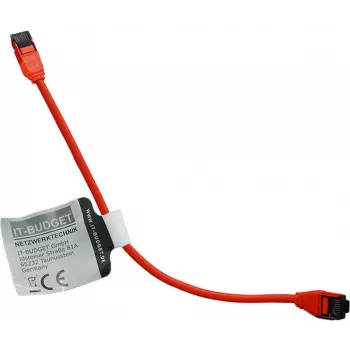 Câble de brassage Ethernet Slim Cat.8.1 IT-BUDGET, S/FTP, 40 Gbps, 2000 MHz, LSZH, PoE+, rouge, 0,5 m 90ITBSLIM81PK050R