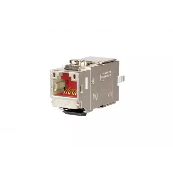 METZ CONNECT C6Amodul K 180° 25G Jack Keystone, blindé, Cat.6A, 25 Gigabit Ethernet, IDC sans outil, zamak moulé, certifié GHMT 130B21-25-E
