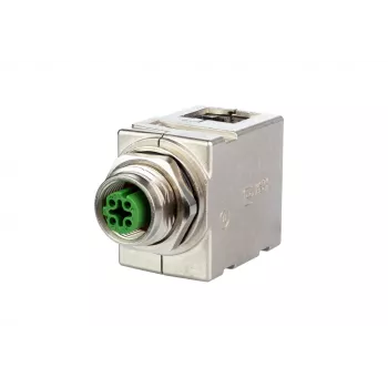 METZ MWN911A115 connecteur encastrable capteur/actionneur M12 codage A 4 pôles, traversée de panneau, mâle vers femelle, IP67