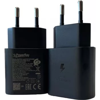 Chargeur mural USB-C PD 18 W PowerRay PR-TA800EBE, EU 2 broches, noir, bulk