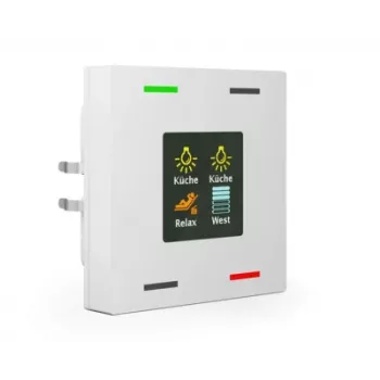 MDT BE-TAS63T4.01 Bouton-poussoir en verre KNX Smart 63 4 voies avec écran couleur et capteur de température, blanc studio brillant