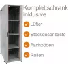 Ensemble complet de baie réseau 19 pouces IT-BUDGET SRK 38U 600x600 mm porte vitrée/acier 4 ventilateurs PDU étagères flatpack gris clair 90ITB19SRK3866GG