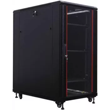 IT-BUDGET 19-Inch Server Rack SRK - 27U - 800x1000 mm - Glass/Solid Steel Door - Cable Channels - Flatpack - Black 90ITB19SRK27810GSN