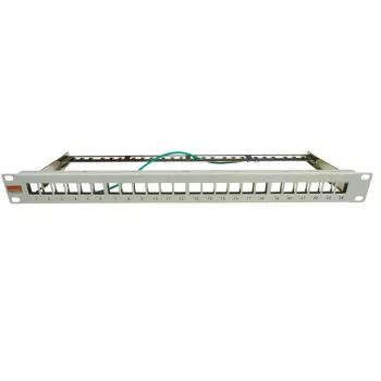 IT-BUDGET 19 inch 24-Port Keystone Patch Panel, 1U, Unloaded, Light Grey 90ITBMT24PORTG