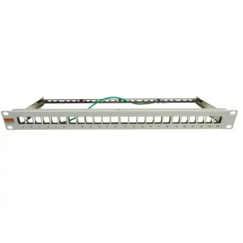 IT-BUDGET 19 inch 24-Port Keystone Patch Panel, 1U, Unloaded, Light Grey 90ITBMT24PORTG