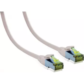 Câble de brassage premium IT-BUDGET en cuivre massif Cat.6A avec câble brut Cat.7 600 MHz sans halogène PoE+ 10 Gbit/s blanc 3 m 90ITB6A7PK3W