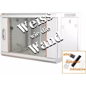 Armoire réseau 19 pouces IT-BUDGET SWA - 4U - LxP 570x450 mm - porte en verre - panneaux latéraux amovibles - montage mural et au sol - ensemble d'accessoires - blanc pur (90ITB19WS4645GW)