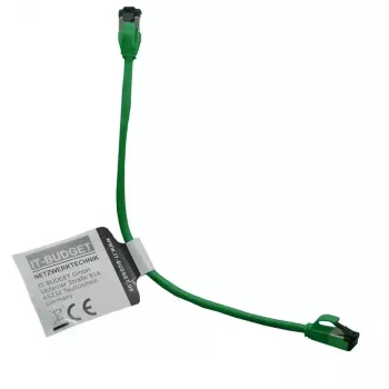 Câble de brassage slim IT-BUDGET Cat.8.1, S/FTP, 40 Gbit/s, 2000 MHz, vert, 0,15 m 90ITBSLIM81PK015GR