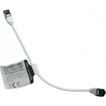 Câble de brassage slim IT-BUDGET Cat.8.1 S/FTP 28 AWG tout cuivre LSZH blanc 0,15 m 40 Gbit/s PoE+ 90ITBSLIM81PK015W