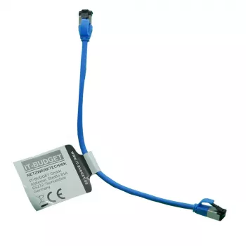 Câble de brassage Ethernet slim IT-BUDGET Cat.8.1, S/FTP, 40 Gbit/s, 2000 MHz, LSZH, PoE+, bleu, 0,5 m 90ITBSLIM81PK050B
