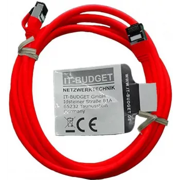 Câble de brassage Ethernet slim IT-BUDGET Cat.8.1, S/FTP, 40 Gbit/s, 2000 MHz, LSZH, PoE+, rouge, 2 m 90ITBSLIM81PK2R