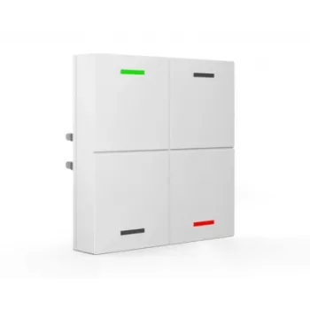MDT BE-TAL63T4.01 Glass Push Button Sensor KNX 4 voies avec LED d'état RGBW, capteurs de température, de proximité et de luminosité, blanc studio brillant