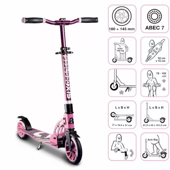 Trottinette en aluminium MUUWMI Six Degrees 180/145 mm rose