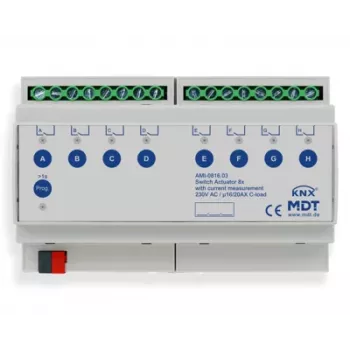 Actionneur de commutation KNX MDT AMI-0816.03, 8 canaux, 16/20 A, 230 V, 8 TE, rail DIN