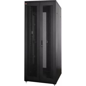 IT-BUDGET rack serveur 19 pouces SRK - 42U - 800x1000 mm - doubles portes perforées avant et arrière - passe-câbles - flatpack - noir 90ITB19SRK42810DTSN