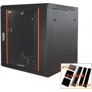 Armoire réseau 19 pouces IT-BUDGET SWA - 4U - LxP 570 x 450 mm - porte vitrée - panneaux latéraux amovibles - montage mural & au sol - kit d'accessoires - noir (90ITB19WS4645GS)