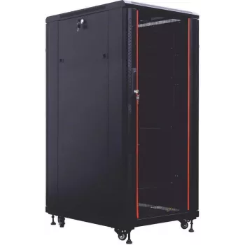 Baie serveur 19 pouces IT-BUDGET SRK - 27U - 800x800 mm - portes verre/acier - passe-câbles - assemblée - noire (99ITB19SRK2788GSNM)