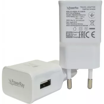 Chargeur PowerRay PR-TA20EWE, spécification UE 2 broches avec CE, 2000mAH, blanc, vrac (PR-TA20EWE)