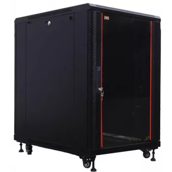 IT-BUDGET 19 inch Network Cabinet SRK - 18U - 600x800 mm - Glass/Solid Door - Assembled - Black 99ITB19SRK1868GSNM