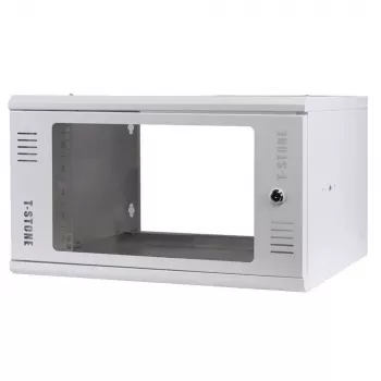 IT-BUDGET armoire murale 19 pouces T-STONE, 6U, profondeur 450 mm, porte vitrée, verrouillable, blanche (90ITBTSWV6545GW)