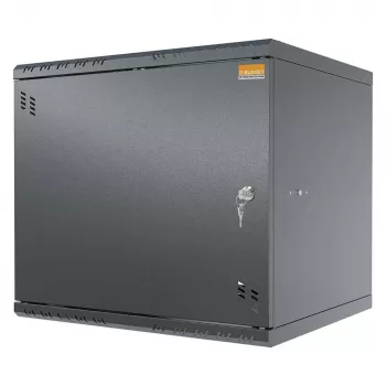 IT-BUDGET TAUNUS 9U 19-Inch Wall-Mount Cabinet, 450 mm Deep, Solid Steel Door, Lockable, Black 90ITB19945MS