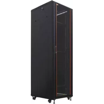 IT-BUDGET Armoire réseau 19 pouces SRK - 42U - 600x600 mm - porte vitrée/acier - prémontée - noire (99ITB19SRK4266GSNM)