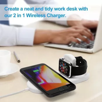 Chargeur sans fil CYOO 2 en 1, norme Qi, noir