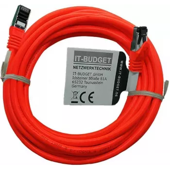 IT-BUDGET Cat.8.1 S/FTP Patch Cable, 5 m, Red, 40 Gbps, Full Copper, LSZH, PoE+ 90ITBFLEX81PK5R