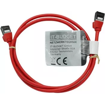 Câble patch Ethernet slim Cat.8.1 IT-BUDGET, S/FTP, 40 Gbit/s, 2000 MHz, LSZH, PoE+, rouge, 1 m 90ITBSLIM81PK1R