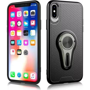 Coque-support rotative à 360° pour grille d'aération CYOO pour iPhone Xs Max - grise CY121003