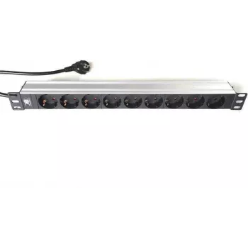 Multiprise 9 prises LIEBERNETZ Silence Rack 19 pouces, câble 2 m, noir/argent 90LNSDL199S