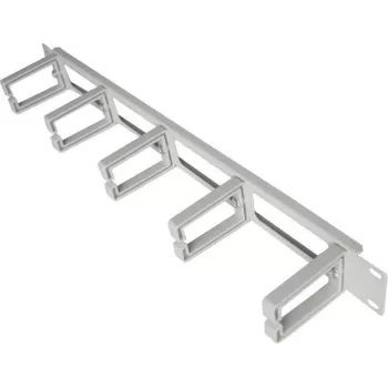 Panneau de gestion de câbles 19 pouces 1U IT-BUDGET avec 5 supports de câbles en plastique, 44x70 mm, gris clair 90ITBKDFPOB1HEG