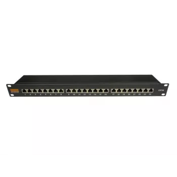 Panneau de brassage 19 pouces Cat.6A blindé 24 ports IT-BUDGET, faible profondeur, compatible PoE+, 1U, noir 90ITBPP6A1S