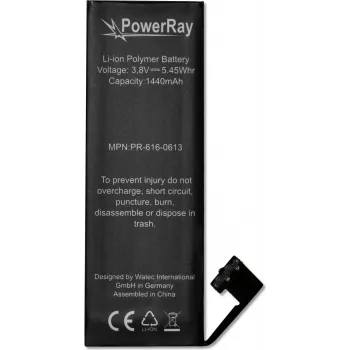 Batterie PowerRay PR-616-0613 pour iPhone 5, 1440 mAh, Bulk