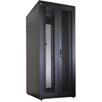 Ensemble complet baie serveur 19 pouces IT-BUDGET, 42U, 800x1000 mm, doubles portes perforées avant et arrière, 4 ventilateurs actifs, PDU, étagères, Flatpack, noir 90ITB19SRK42810DTS