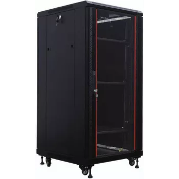 Baie réseau 19 pouces IT-BUDGET SRK - 27U - 600x600 mm - Porte vitrée/pleine - Flatpack - noire (90ITB19SRK2766GSN)