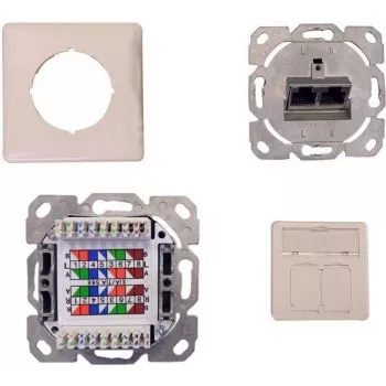 IT-BUDGET prise réseau encastrée blindée Cat.6A, 2 x RJ45, blanc pur, PoE+ 90ITBDDRW