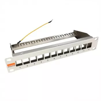 IT-BUDGET panneau de brassage 10 pouces vide pour modules Keystone - 12 ports - blindé - 1U - non équipé - gris (90ITB10MT12PG)