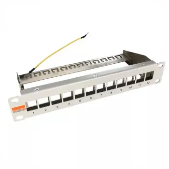 IT-BUDGET panneau de brassage 10 pouces vide pour modules Keystone - 12 ports - blindé - 1U - non équipé - gris (90ITB10MT12PG)