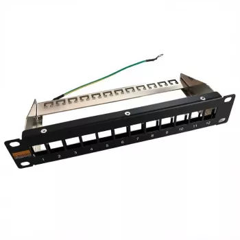 Panneau de brassage vide 10 pouces IT-BUDGET pour modules Keystone - 12 ports - blindé - 1U - non équipé - noir (90ITB10MT12PS)