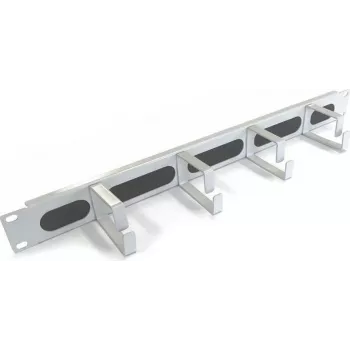 Panneau de gestion des câbles 19 pouces IT-BUDGET avec brosse et 4 supports métalliques, 1U, gris clair 90ITBKDFPMB1HEG