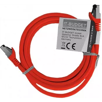 Câble patch premium IT-BUDGET cuivre massif - Flex AWG 26 - Cat.8.1 - 2000 MHz - sans halogène - PoE+ - 40Gbit - rouge - 3 m 90ITBFLEX81PK3R