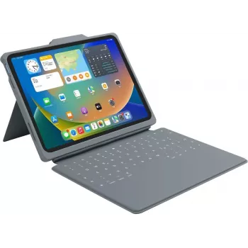 B2Bworkplace étui clavier robuste Smart avec Smart Connector pour iPad 11 (2025) et 10.9 (2022), gris/transparent, QWERTZ